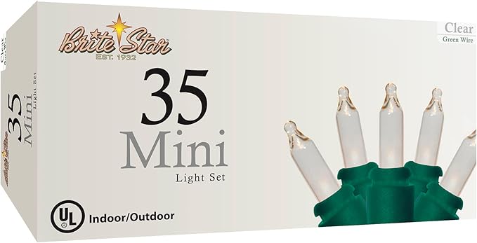 Brite Star 35 Lt Straight Line Lights, Clear, Green Wire