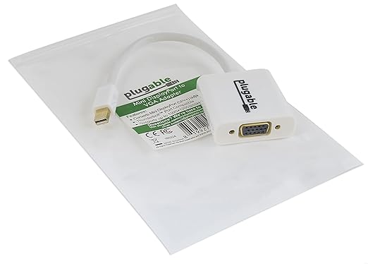 Plugable Mini DisplayPort (Thunderbolt 2) to VGA Adapter - Supports Mini-DisplayPort Equipped Mac, Windows, Linux Systems to VGA Displays up to 1920x1080, Active - Driverless