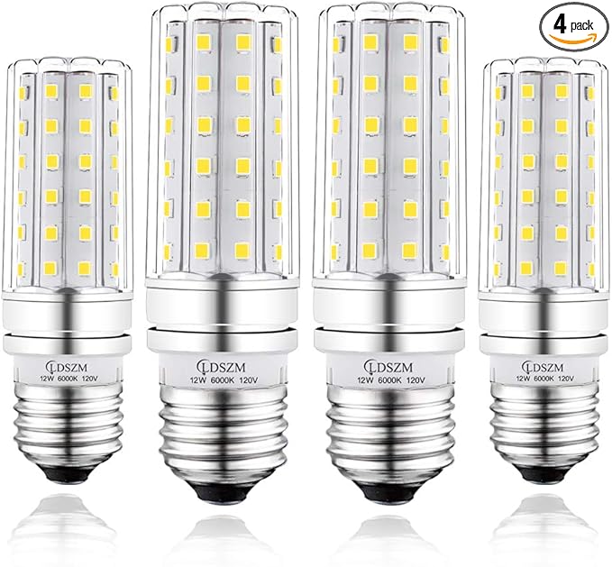 LED Light Bulb 100w Equivalent 1200 Lumen 6000K Cool Daylight White 12W LED Super Bright Bulb E26 Base Non-Dimmable Chandelier Light Bulbs for Home Indoor LED Corn Light Bulb Pack of 4