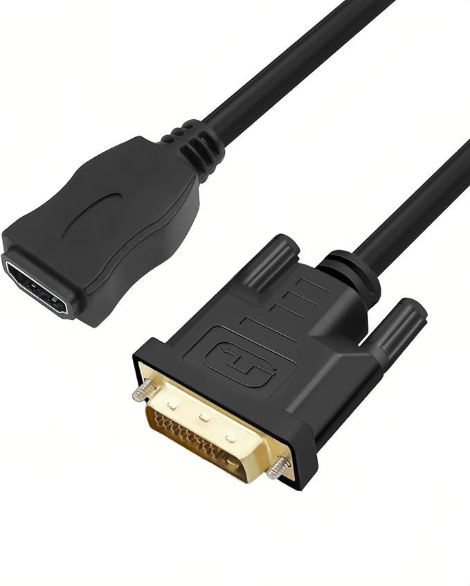 MMOBIEL HDMI to DVI Cable Adapter - Bi-Directional - Male DVI-D Dual Link to Female HDMI - Cable Converter Supports Monitor, PC, TV, Gaming, Projector - 1080p Full HD 60Hz - Gold Connector 1ft / 0.3m