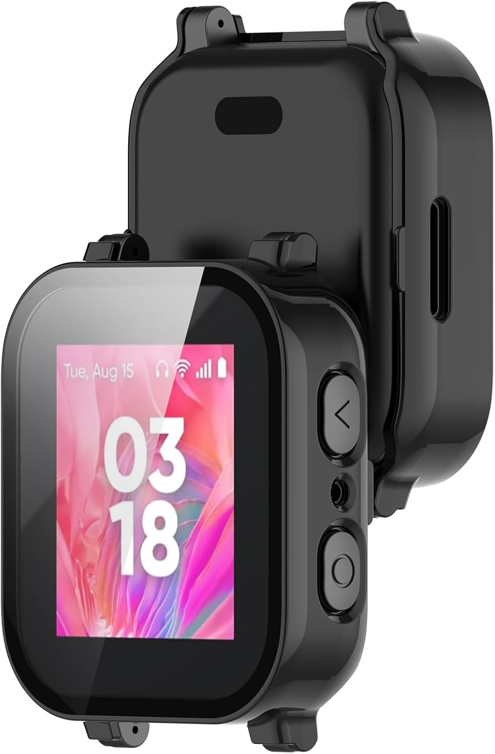 Gabb Watch 3 Case Cover for Kids, Scratch-Resistant Hard PC Protective Case & Tempered Glass Screen Protector (Black)