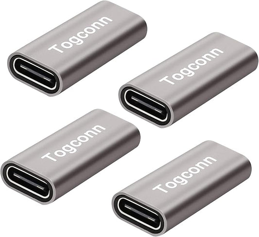 USB C Coupler 4-Pack, USB 3.1 Type-C Female to Female Extension Adapter Connector Support 4K@60Hz Video,10Gbps Data Transfer and Fast Charge Compatible with Thunderbolt 4/3, iPad, MacBook and more