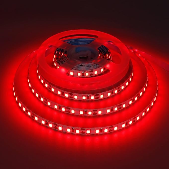 12V 5M/16.4ft LED Strip Light Red 600LEDs Flexible SMD2835 High Brightness No-Waterproof IP20 LED Tape Lights for Bedroom Christmas Party etc(No Power Supply)