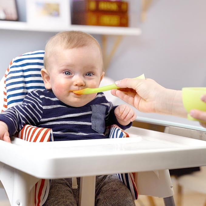 Olababy 3 Piece Parent Led and Baby Led Weaning First Feeding Set, Includes Training Spoon, Feeding Spoon and Steambowl