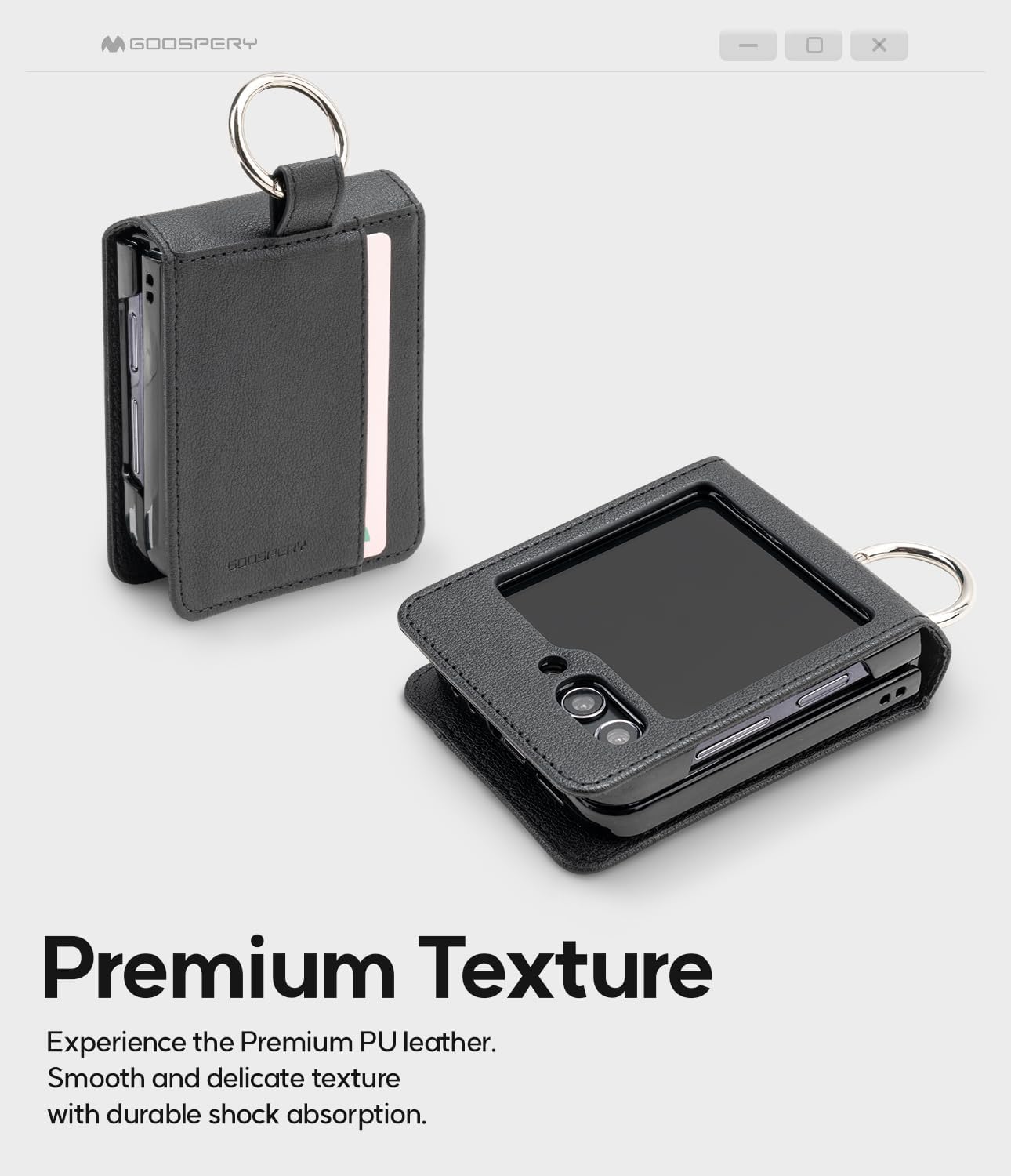 GOOSPERY Basic Diary Case for Samsung Galaxy Z Flip 5, Card Holder, Pocket Storage, Black Premium PU Leather