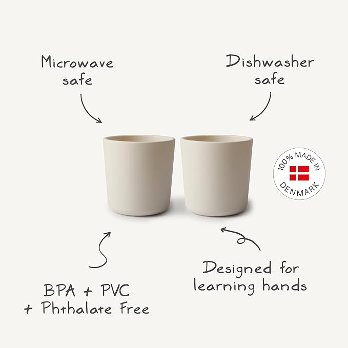 mushie Dinnerware Cups For Kids | Made in Denmark, Set of 2 (Vanilla)