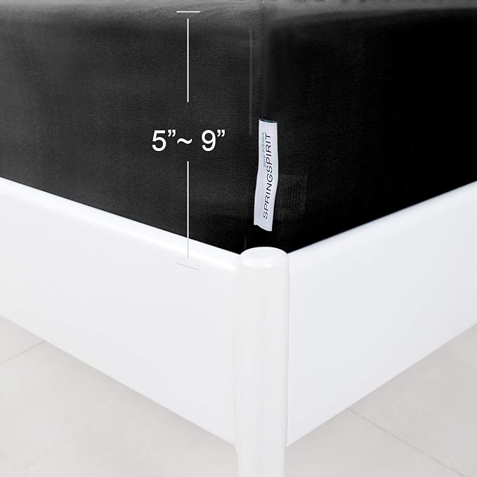 Box Spring Cover with Smooth and Elastic Woven Material, Alternates for Bed Skirt, King Size Only, Wrinkle & Fading Resistant, Washable, Dustproof, Black