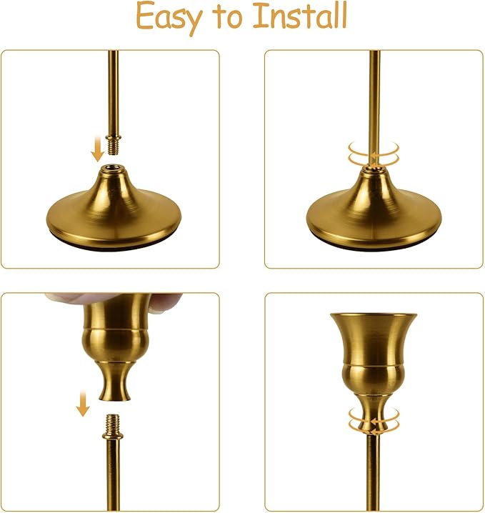 Brass Gold Candlestick Holders Set of 3, Metal Taper Candle Holders, Classic Decorative Candle Stick for Christmas, Wedding, Party, Dinner Tables,Home Décor