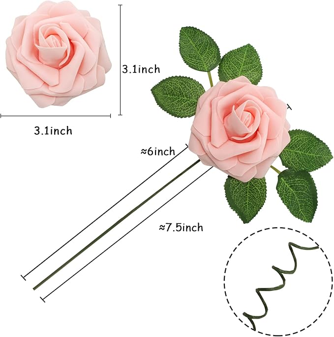 JOYLEX Artificial Flowers Realistic Roses, Real Looking Fake Roses with Stem for DIY Wedding Bouquets Centerpieces Bridal Shower Party Romantic Decorations (25pcs, White/Cream/Light Pink)