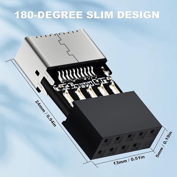COMeap USB 2.0 to USB 3.2 Gen 1 Header Adapter for Mainboard with Type E Key-A Female Front Panel Socket to 9 Pin Header Internal Conversion Adapter