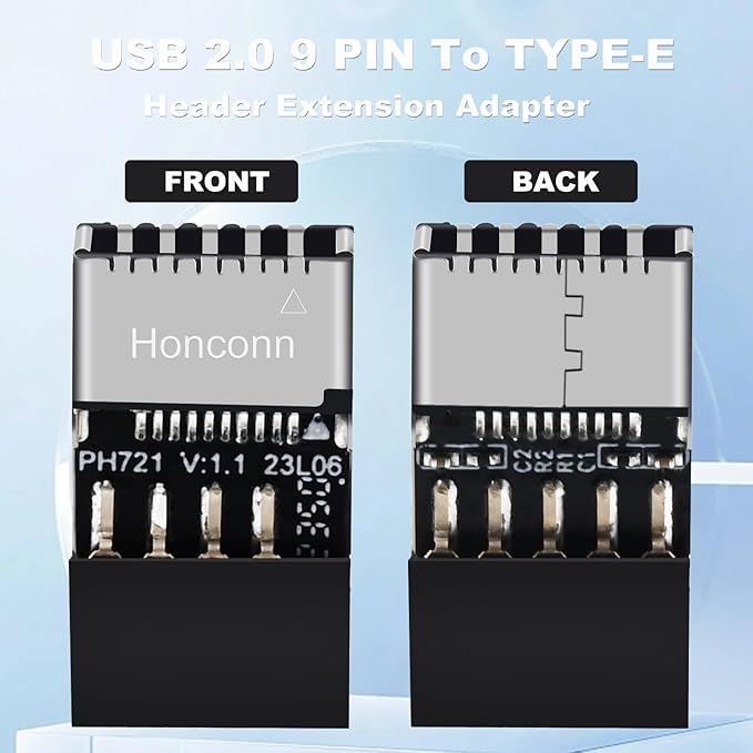 COMeap USB 2.0 to USB 3.2 Gen 1 Header Adapter for Mainboard with Type E Key-A Female Front Panel Socket to 9 Pin Header Internal Conversion Adapter