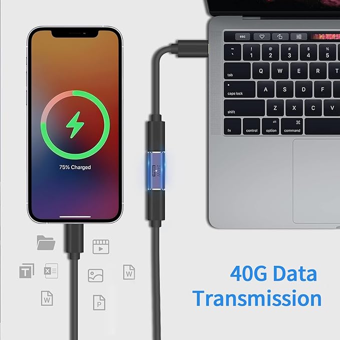 240W USB C Coupler (2 Pack), USB Type C Female to Female Adapter Extender Compatible with Thunderbolt 4/3 Support up to 240W Charging, 40Gbps Data Transfer and 8K@60Hz Video