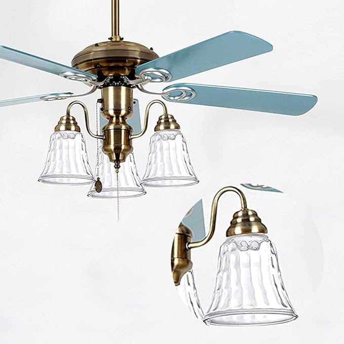 Ceiling Fan Light Covers, Clear Hammered Style Bell Glass Shade, Lighting Replacement Glass Shade Standard 2-1/8" Fitter Size, Perfect Ceiling Fan Globes Replacement Glass Accessories, Pack of 4
