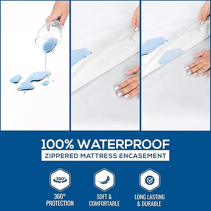 Utopia Bedding Zippered Mattress Encasement Queen Size (Pack of 4), 100% Waterproof, Dust Mite and Bed Bug Proof Mattress Protector, Absorbent 6-Sided Mattress Cover