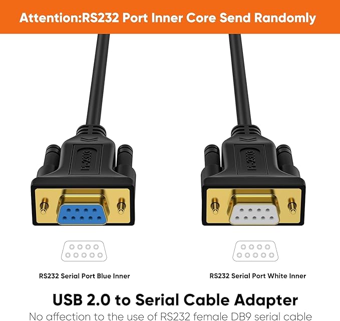 CableCreation USB to RS232 Serial Adapter with PL2303 Chipset, 10 FT USB to DB9 Pin Female Converter Cable for Cashier Register, Modem, Scanner, Digital Cameras,CNC etc, Black