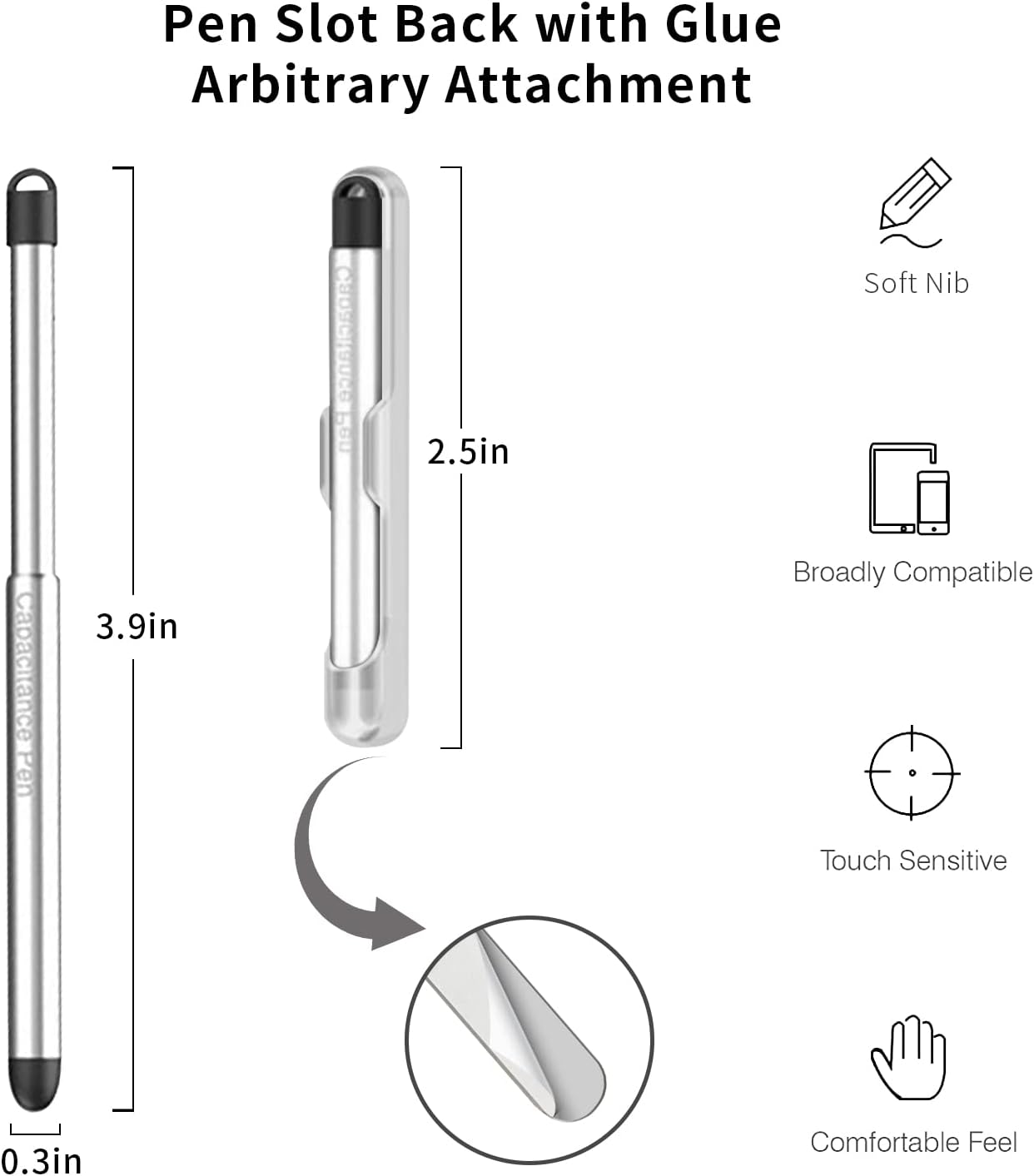 High Precision Stylus Pens with Pen Slot for Touch Screens, Universal Capacitive Stylus for iPad, iPhone, Tablets,