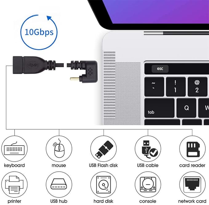 xiwai 90 Degree USB-C Type-C USB 3.1 Male to USB 3.0-A Female Adapter 10Gbps OTG Data Power Cable 30cm Opposite U Shape Back Angled