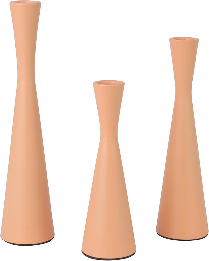 Vixdonos Taper Candle Holders Metal Candlestick Holders Set of 3 Table Mantel Decorative Candle Stand for Dinning,Party，Wedding,Home Decor(Pink Orange)