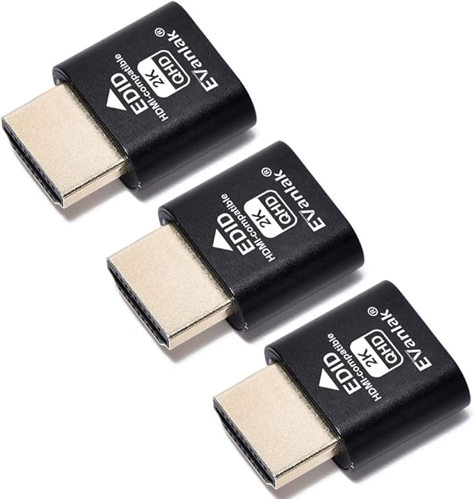 EVanlak HDMI Dummy Plug Headless Ghost Display Emulator Premium Aluminum PC（Fit Headless-1920x1080 New 3RD@60Hz）-3Pack
