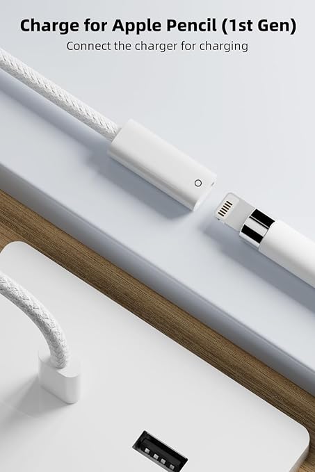 AreMe USB C to Pencil Adapter Cable for Apple Pencil 1st Generation, Type C Male Pencil Charging Dongle Connector Only Compatible with iPad 10th/11th A16 2025 Gen, 0.5M