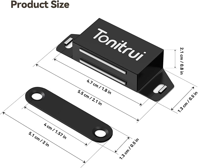 Cabinet Door Magnet, Flat Bottom Cabinet Magnetic Catch with Adhesive, Easy to Install,Only Takes 1 Minute,35lb Magnetic Cabinet Door Drawer Latch(Black, 20Pack)