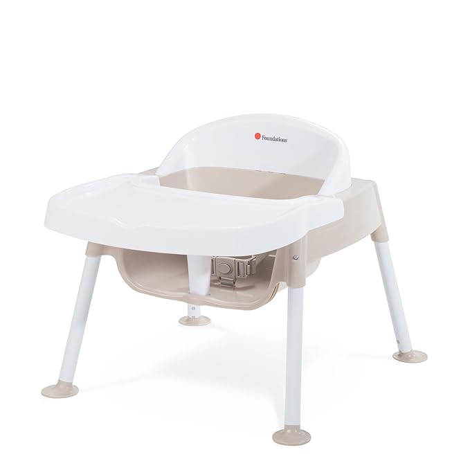 Foundations Secure Sitter Feeding Chairs Multipack, No-Tip Feet, 3-Point Adjustable Harness, Removable Tray, Easy to Clean, Stackable Feeding Chairs, 3 Pack (7 inch)