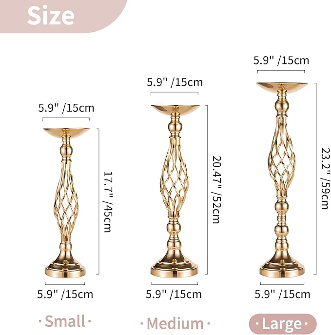 Versatile Metal Flower Arrangement, Candle Holder Stand Set for Wedding Party Dinner Centerpiece Event Restaurant Hotel Decoration (Twist Style, 10 x L)