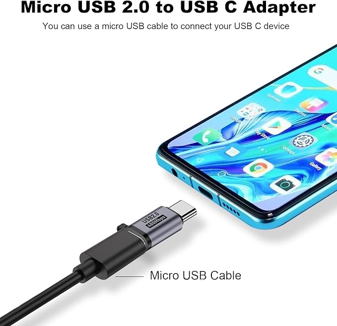 AreMe Micro USB 2.0 to USB C Adapter (4 Pack), Micro USB Female to USB Type C Male Converter Connector Support Charge Data Sync for Galaxy Type-C Phones, Tablets and More (Grey)