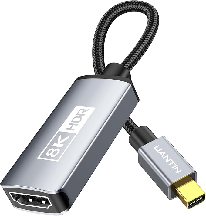 8K Mini DisplayPort to HDMI Adapter 4K 120Hz/ 8K 60Hz, High-Speed Thunderbolt 2 (DP) to HDMI Braided Converter, Male to Female, Mini Display Port for MacBook Air/Pro, Mac mini, Surface Pro/Dock