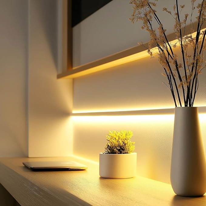 Short Led Strip Lights 5V USB LEDs Display Cabinet Lighting USB 8mm Small COB LED Strip Light 4000K Warm White Not Dimmable Flexible led for Home DIY TV Lights Indoor Use (3.28FT /1M)