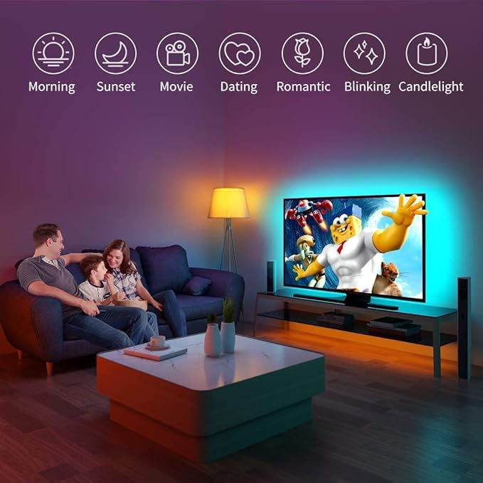 LED TV Backlight,SMY USB LED Strip Light,RGB Multi-Colour LED Light Strip Kit Waterproof IP65, 60LED with Wireless Remote Controller for TV/PC/Laptop Bias Lighting (6.56Ft)