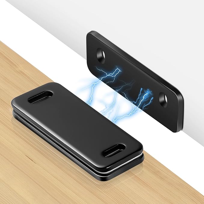 Ultra Thin Cabinet Magnets Door Catch, Adhesive Drawer Latch,Cabinet Magnetic Catch for Kitchen,Closet Door,Cupboard Wardrobe,Sliding Closure,No-Gap Design (Black 4PCS)