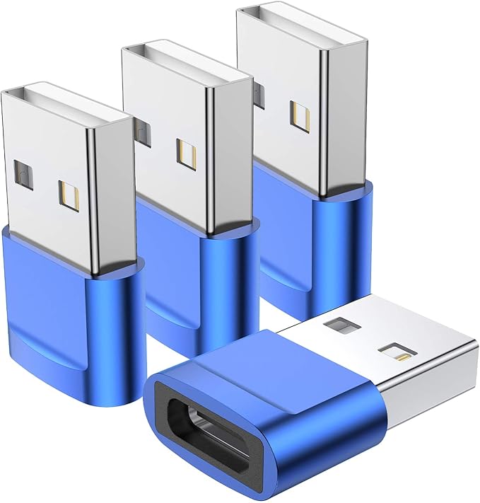 USB C Female to USB Male Adapter (4-Pack),Type C to USB A Charger Cable Adapter for iPhone 11 12 13 14 15 Plus Pro Max,Samsung Galaxy Note 10 S24 S23 S22 Ultra,Google Pixel 4 3 2,iPad Air 4 5 Mini 6