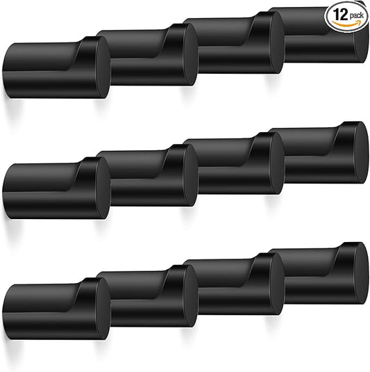 12 Pack Wood Wall Hooks, Black Decorative Coat Hooks Wall Mounted, Heavy Duty Entryway Hat Hooks Wall Hangers for Hanging Purse, Towels, Clothes, Backpack