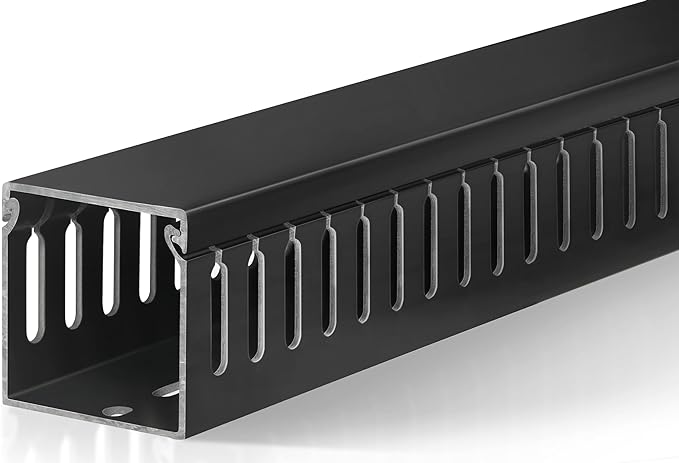 ZhiYo 2x2in Cable Raceway, Server Rack Cable Management Under Desk Cord Organizer, Electrical Safe PVC Cable Hider Open Slot Wire Raceway for Network/PC/TVs, Wire Duct Black