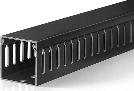 ZhiYo 2x2in Cable Raceway, Server Rack Cable Management Under Desk Cord Organizer, Electrical Safe PVC Cable Hider Open Slot Wire Raceway for Network/PC/TVs, Wire Duct Black