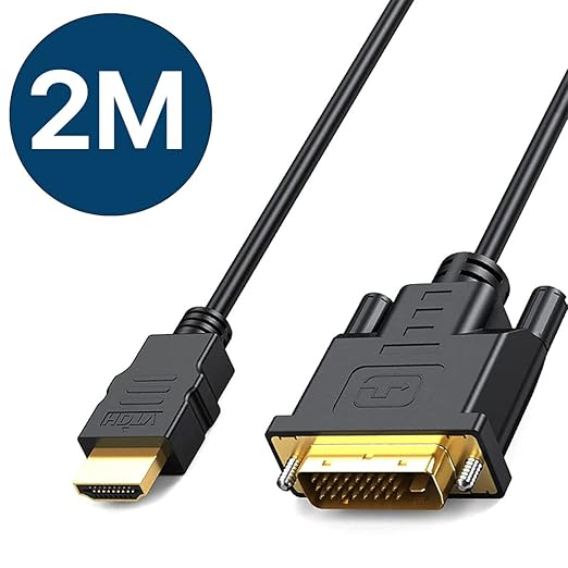 MMOBIEL HDMI to DVI Cable Adapter – Bi-Directional DVI-D Dual Link to HDMI Cable Converter Supports All High Resolution LCD and LED Monitors and Tv’s 1080p High-Speed Gold Connectors - 6ft 7in /2m