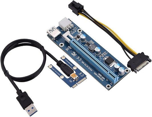 Richer-R Mini PCI-E to PCI Express 16x Extender, Riser Adapter with SATA Power Cord for Video Card Mining, USB, Linux, Personal Computer, Laptop