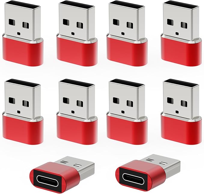 USB to USB C Adapter 10 Pack,USBC Female to A Male Car Charger,Type C Converter for iPhone 16 16e Pro Max,15 14 13 12 Plus,Apple Watch,Airpods,Compatible for Nintendo Switch,Samsung Galaxy S25