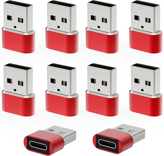 USB to USB C Adapter 10 Pack,USBC Female to A Male Car Charger,Type C Converter for iPhone 16 16e Pro Max,15 14 13 12 Plus,Apple Watch,Airpods,Compatible for Nintendo Switch,Samsung Galaxy S25