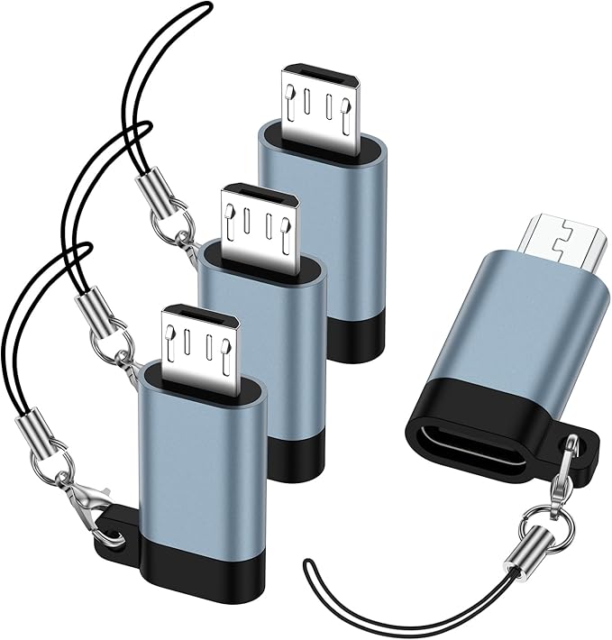 Micro USB to USB C Adapter, 4Pack Type C Female to Micro USB Male Adapter Mini-USB Connector Support Charge & Data Sync for Samsung Galaxy S7/S7+/S7 Edge/S6/S6 Edge/J3/J7/Note 6/5,LG G4,Nexus 4/5/6