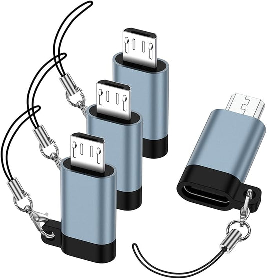 Micro USB to USB C Adapter, 4Pack Type C Female to Micro USB Male Adapter Mini-USB Connector Support Charge & Data Sync for Samsung Galaxy S7/S7+/S7 Edge/S6/S6 Edge/J3/J7/Note 6/5,LG G4,Nexus 4/5/6