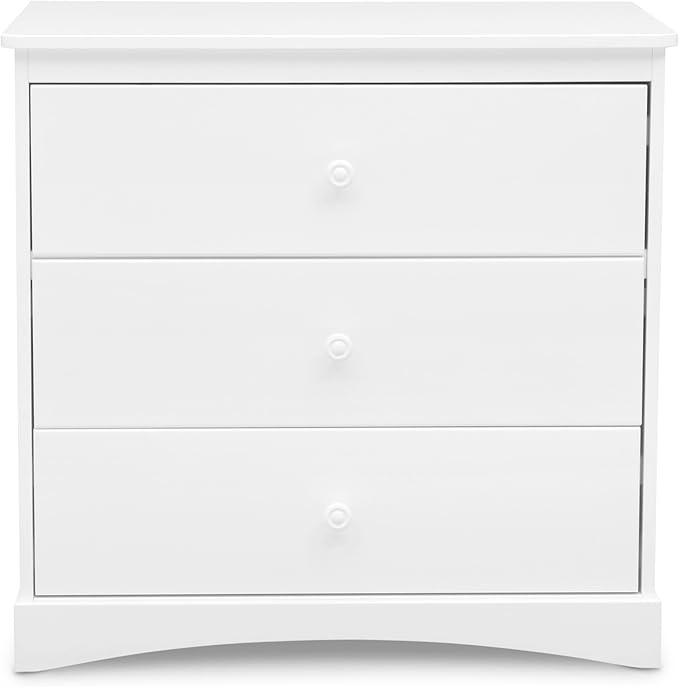 Delta Children Sutton 3 Drawer Dresser with Changing Top and Interlocking Drawers - Greenguard Gold Certified, Bianca White