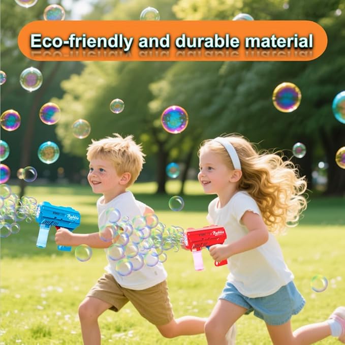Kids Bubble Gun, Bubble Blaster with Refill Solution, Automatic Bubble Maker Blower & LED Light, Bubble Machine Guns for Toddlers Age 3-8, Outdoor Toys，Birthday Gifts，Easter, Wedding, Party (Blue)