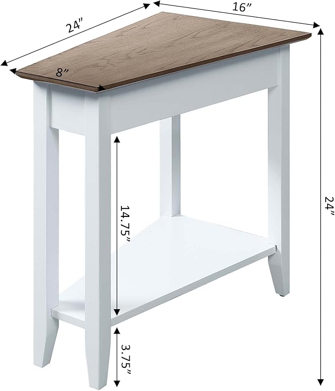 Convenience Concepts American Heritage Wedge End Table 24" - Classic Living Room Table with Storage Shelf,Side Table for Family Room, Bedside Table, Driftwood