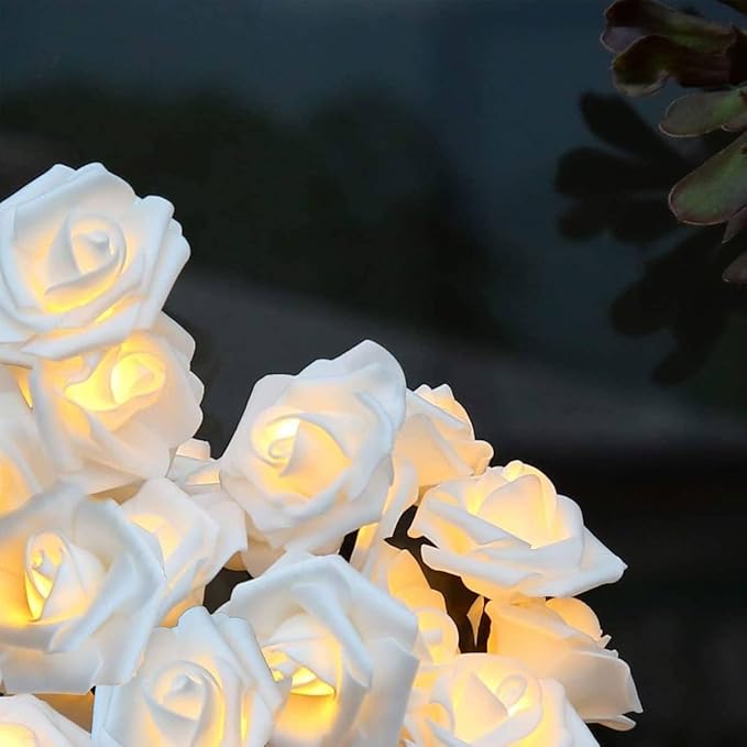 COLORLIFE Rose Lamp White Room Decoration White Flower Night Light Gift for Girlfriend Mom Daughter Aunt Gift for Her Birthday Holiday Party Wedding Room Decoration