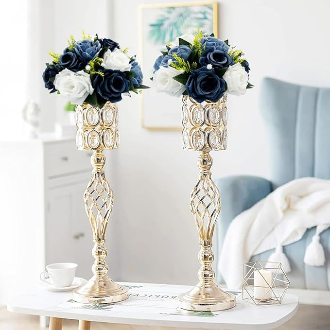 10Pcs Fake Flower Ball Arrangement Bouquet, 9.5" 15 Heads Plastic Roses with Base,Suitable for Parties Valentine's Day Wedding Centerpiece Flower Rack and Home Décor (Dusty Blue & White)