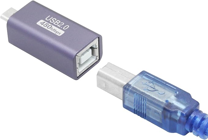 USB 2.0 B Type Connector Adapter, Micro USB Male to USB B (MIDI) Female Power and Data Extension Adapter, Aluminum Alloy Housing, for Electronic Piano, Printer, Scanner etc, 2Pcs