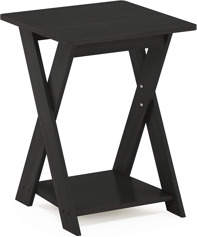 FURINNO Modern Simplistic End Table, 1-Pack Without Tray, Espresso