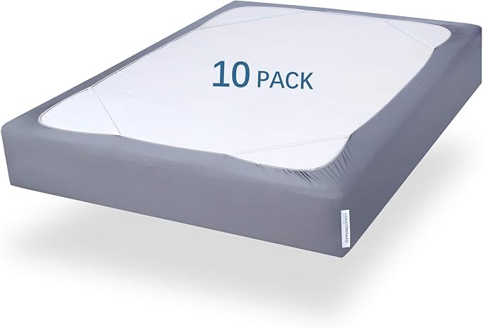 Box Spring Cover Full Size, Alternates for Bed Skirt, Smooth and Elastic Woven Material Wrap Around 4 Sides of The Box Spring, Wrinkle & Fading Resistant, Washable, Dustproof, Grey, 10 Pack